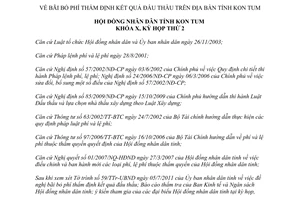 Nghị quyết 19/2011/NQ-HĐND bãi bỏ phí thẩm định kết quả đấu thầu Kon Tum