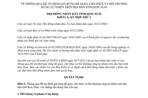 Nghị quyết 20/2011/NQ-HĐND định giá rừng để giao cho thuê bồi thường rừng tự nhiên Kon Tum