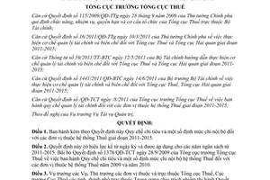 Quyết định 1089/QĐ-TCT năm 2011 Quy chế chi tiêu định mức chi nội bộ