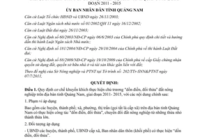 Quyết định 23/2011/QĐ-UBND cơ chế khuyến khích thực hiện chủ trương dồn điền
