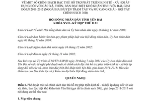 Nghị quyết 20/2011/NQ-HĐND hỗ trợ phát triển kinh tế xã hội xã thôn bản khó khăn Yên Bái 2011-2015