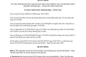 Quyết định 34/2011/QĐ-UBND phê duyệt Quy hoạch chi tiết Giao thông vận tải đường