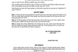 Nghị quyết 43/2011/NQ-HĐND8 phát triển nông nghiệp ứng dụng công nghệ cao Lâm Đồng