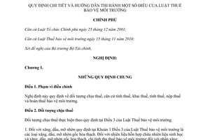 Nghị định 67/2011/NĐ-CP hướng dẫn Luật Thuế bảo vệ môi trường