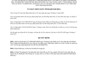 Quyết định 2086/QĐ-UBND bãi bỏ Quyết định 53/2006/QĐ-UBND Khánh Hòa