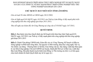 Quyết định 1690/QĐ-UBND 2011 phát triển công nghiệp tiểu thủ công nghiệp 2011 2015 Lâm Đồng