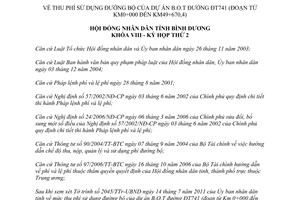 Nghị quyết số 38/2011/NQ-HĐND8 thu phí đường ĐT741 Bình Dương