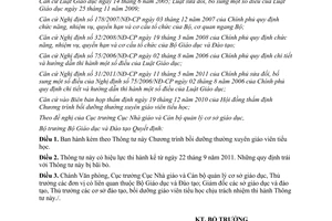 Thông tư 32/2011/TT-BGDĐT Chương trình bồi dưỡng thường xuyên giáo viên tiểu học