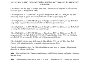 Thông tư 08/2011/TT-BGDĐT Chương trình bồi dưỡng thường xuyên giáo viên
