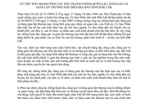 Chỉ thị 10/2011/CT-UBNDđẩy mạnh công tác chống buôn lậu hàng giả tỉnh Đắk Lắk