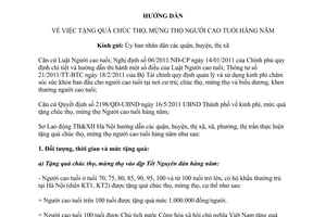 Công văn 1304/LĐTBXH-BTXH tặng quà chúc mừng thọ người cao tuổi hàng năm