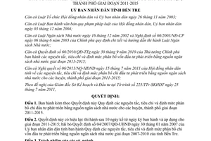 Quyết định 20/2011/QĐ-UBND phân bổ chi đầu tư phát triển bằng ngân sách Bến Tre