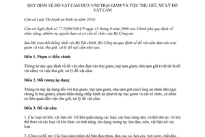 Thông tư 58/2011/TT-BCA q đồ vật cấm đưa vào trại giam