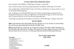 Quyết định 25/2011/QĐ-UBND kiểm tra, xử lý văn bản quy phạm pháp luật