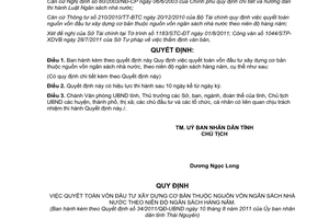 Quyết định 34/2011/QĐ-UBND  quyết toán vốn đầu tư xây dựng cơ bản