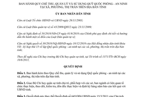 Quyết định 19/2011/QĐ-UBND Quy chế thu, quản lý và sử dụng Quỹ quốc phòng