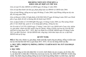 Nghị quyết 03/2011/NQ-HĐND công tác phòng, chống và kiểm soát ma tuý