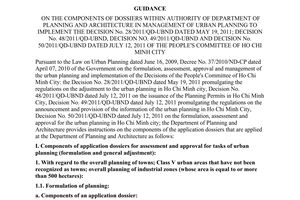 Instruction No. 2345/HD-SQHKT dated 2011 components department of planning of architecture Ho Chi Minh