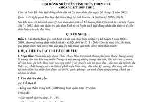 Nghị quyết 01/2011/NQ-HĐND nhiệm vụ phát triển kinh tế xã hội Thừa Thiên Huế
