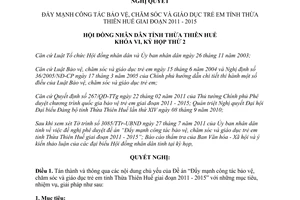 Nghị quyết 06/2011/NQ-HĐND đẩy mạnh bảo vệ chăm sóc giáo dục trẻ em Thừa Thiên Huế 2011 2015
