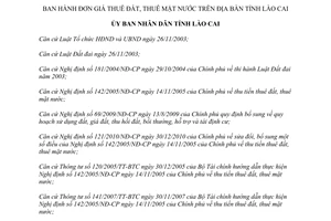 Quyết định 21/2011/QĐ-UBND đơn giá thuê đất, mặt nước