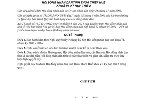 Nghị quyết 04/2011/NQ-HĐND nội quy kỳ họp Hội đồng nhân dân Thừa Thiên Huế