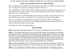 Quyết định 1048/QĐ-TCMT thành lập Cổng thông tin điện tử