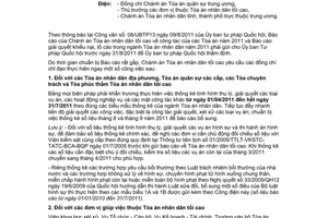 Công điện 01/TA-CĐ công tác Tòa án và Báo cáo giải quyết khiếu nại, tố cáo