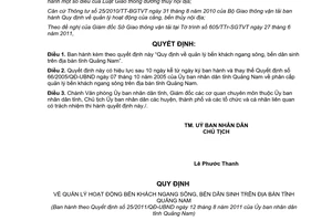 Quyết định 25/2011/QĐ-UBND Quy định quản lý bến khách ngang sông, bến dân sinh