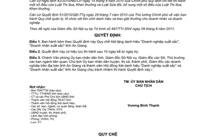 Quyết định 34/2011/QĐ-UBND Quy chế Xét tặng danh hiệu Doanh nghiệp xuất sắc