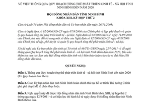 Nghị quyết 15/NQ-HĐND năm 2011 thông qua Quy hoạch tổng thể phát triển kinh tế