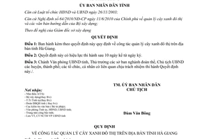 Quyết định 1762/2001/QĐ-UBND về Quy định công tác quản lý cây xanh đô thị trên đ