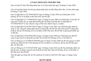 Quyết định 22/2011/QĐ-UBND bồi thường, hỗ trợ và tái định cư khi Nhà thu hồi đất