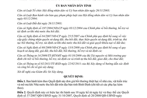 Quyết định 19/2011/QĐ-UBND đơn giá bồi thường thiệt hại về nhà cửa vật kiến trúc