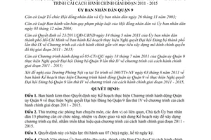 Quyết định 11/2011/QĐ-UBND Kế hoạch thực hiện Chương trình hành động Quận ủy