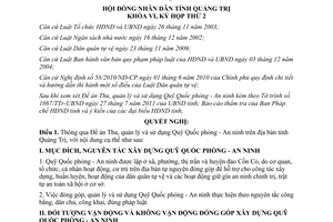 Nghị quyết 17/2011/NQ-HĐND xây dựng quỹ quốc phòng an ninh tỉnh Quảng Trị