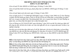 Nghị quyết 13/NQ-HĐND chi hoạt động Hội đồng nhân dân các cấp Quảng Trị