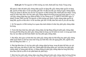 Công văn 888/TCQLĐĐ-CĐKTK hủy phôi giấy chứng nhận bị hư hỏng