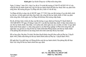 Công văn 3922/BNN-PC công bố thủ tục hành chính