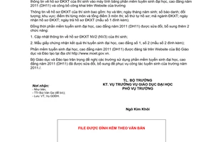 Công văn 5138/BGDĐT-GDĐH đăng ký xét tuyển nguyện vọng 2, 3 vào đại học