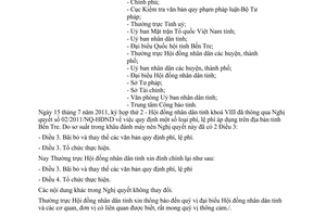Công văn 298/HĐND 2011 đính chính Nghị quyết 02/2011/NQ-HĐND Bến Tre
