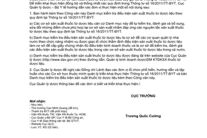 Công văn 10638/QLD-KD Danh mục kiểm tra điều kiện sản xuất thuốc từ dược liệu