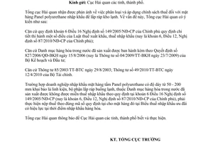 Công văn 3745/TCHQ-TXNK tính thuế bộ linh kiện kho lạnh nhập khẩu