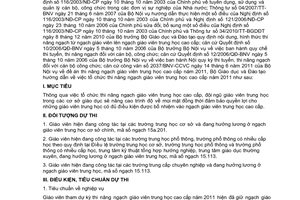 Công văn 5239/BGDĐT-NGCBQLGD tổ chức kỳ thi nâng ngạch giáo viên trung học