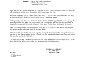 Công văn 968/UBND-XD thực hiện Thông tư 08/2011/TT-BXD, 09/2011/TT-BXD