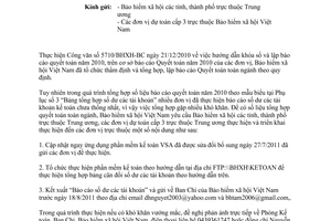 Công văn 3325/BHXH-BC báo cáo số dư tài khoản kế toán năm 2010