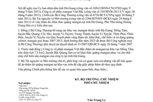 Công văn 5508/VPCP-KTN thăm dò, khai thác quặng mangan tại tỉnh Hà Giang