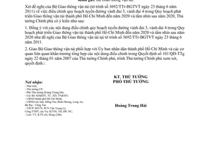 Công văn 1384/TTg-KTN điều chỉnh quy hoạch tuyến đường vanh đai 3, 4