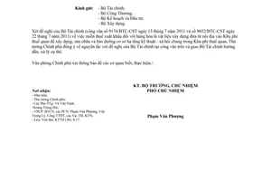 Công văn 5579/VPCP-KTTH miễn thuế xuất khẩu vật liệu xây dựng đưa từ nội địa