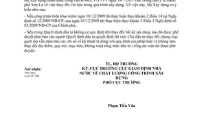 Công văn 03/BXD-GĐ thay đổi vật liệu xây dựng trong quá trình xây dựng